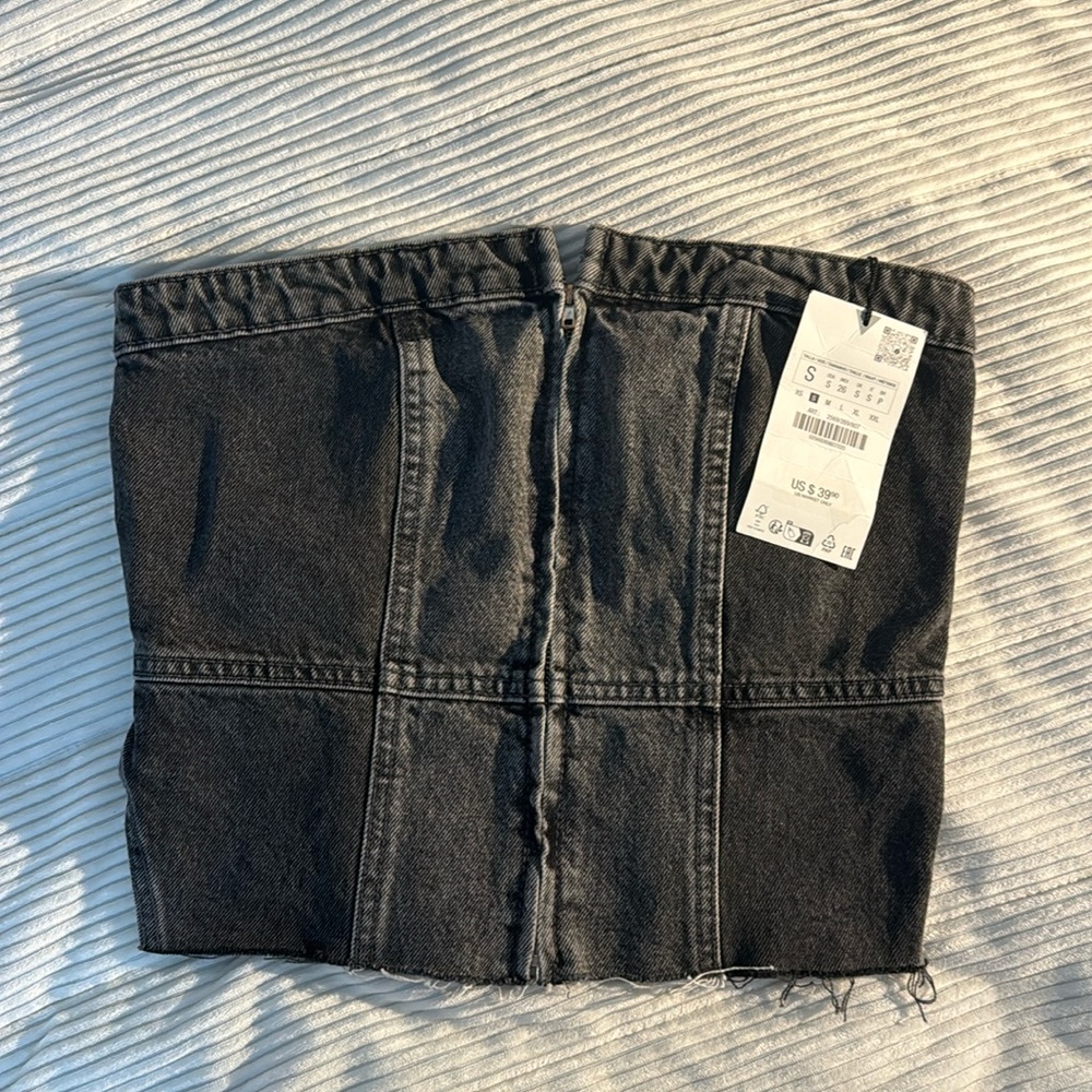 Zara Gray Denim Zipper Up Corset